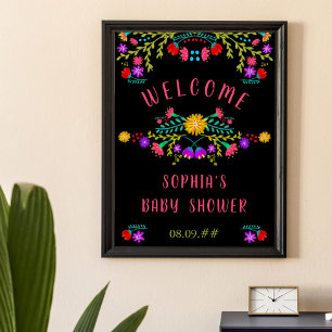 Mexican Fiesta Floral Baby Shower Welcome Poster