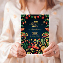 Mexican Fiesta Floral Black Colorful Baby Shower  Invitation