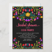 Mexican Fiesta Floral Black Colorful Bridal Shower Invitation (Front)