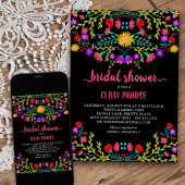 Mexican Fiesta Floral Black Colorful Bridal Shower Invitation
