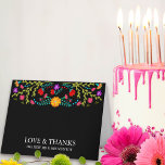Mexican Fiesta Floral Black Personalized Thank You Card<br><div class="desc">Thank You Card which you can personalize. Colorful Mexican fiesta floral design with folk art flowers in vibrant colors on a black background. The sample text reads "love and thanks from the new Mr and Mrs ... " and you can edit this however you wish. Perfect to send to guests...</div>