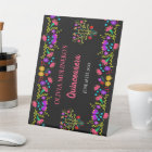 Mexican Fiesta Floral Black Quinceanera Birthday