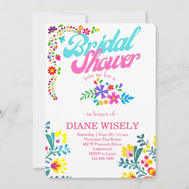 Mexican Fiesta Floral Bridal Shower Invite (Front)
