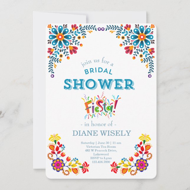 Mexican Fiesta Floral Bridal Shower Invite (Front)
