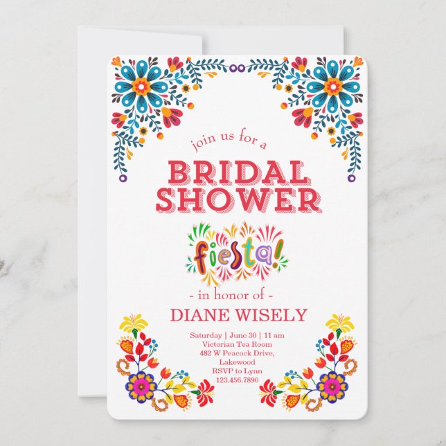 Mexican Fiesta Floral Bridal Shower Invite (Front)