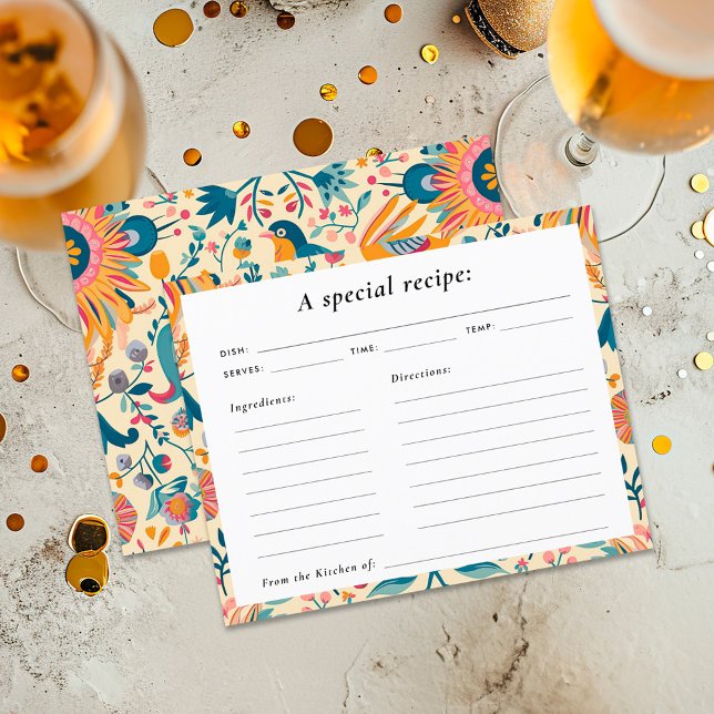 Mexican Fiesta Floral Bridal Shower Recipe Card (Creator Uploaded)