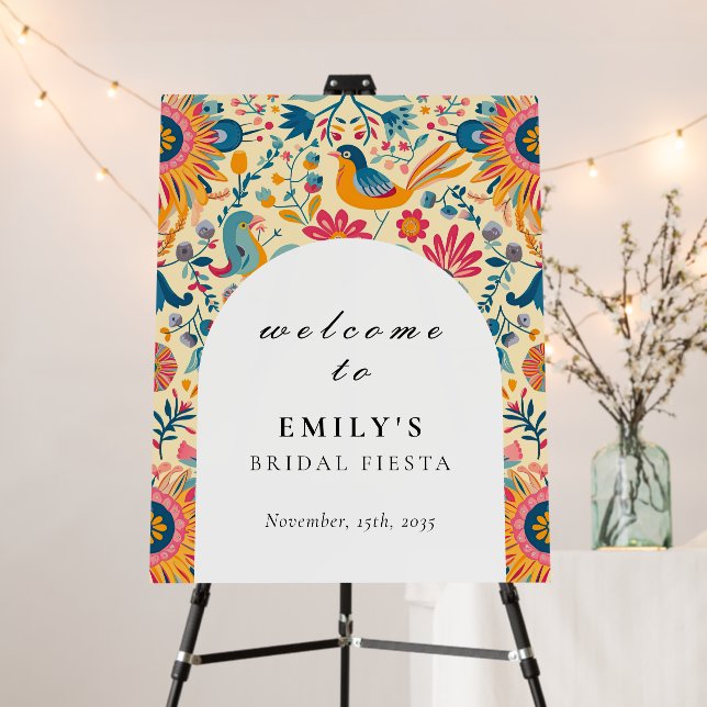 Mexican Fiesta Floral Bridal Shower Welcome Sign (In Situ (Stand))