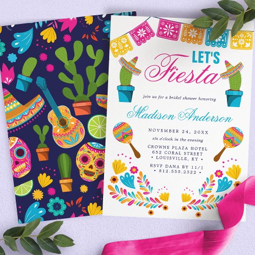 Mexican Fiesta Floral Cactus Bridal Shower Invitation