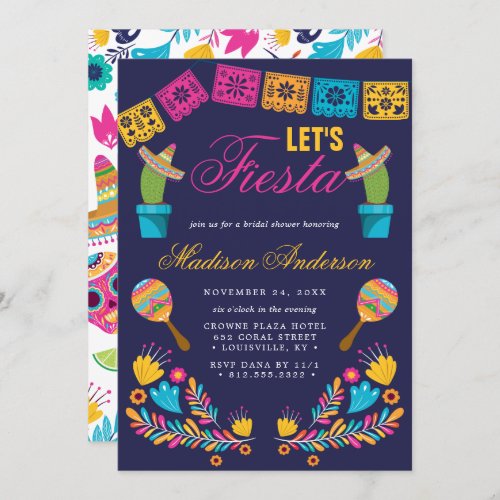 Mexican Fiesta Floral Cactus Bridal Shower Invitation