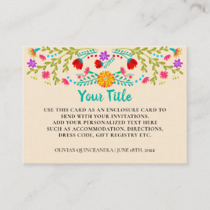 Mexican Fiesta Floral Champagne Custom Enclosure Card