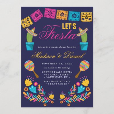 Mexican Fiesta Floral Couples Wedding Shower Invitation