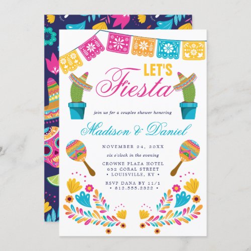Mexican Fiesta Floral Couples Wedding Shower Invitation