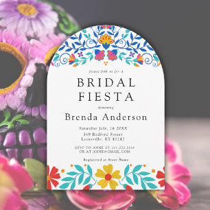 Mexican Fiesta Floral Latina Arch Bridal Shower  Invitation
