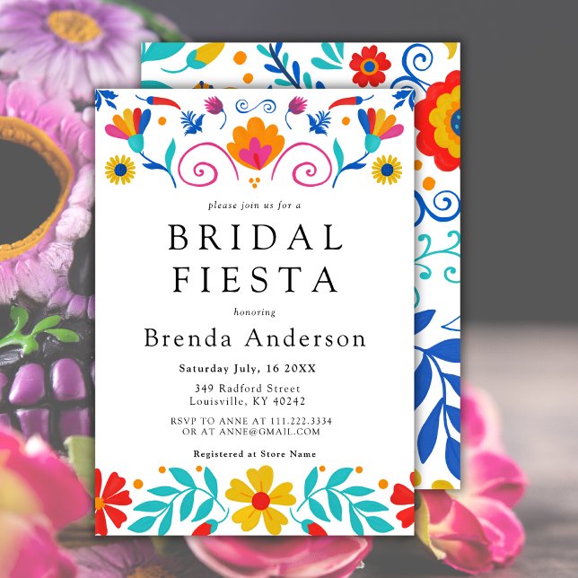 Mexican Fiesta Floral Latina Bridal Shower  Invitation (Creator Uploaded)