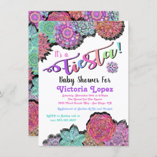 Mexican Fiesta Floral Mandala Baby Shower Invitation