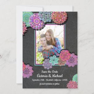 Mexican Fiesta Floral Mandala Save the Date Photo