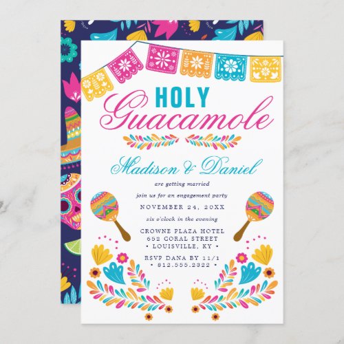 Mexican Fiesta Floral Maraca Engagement Party Invitation