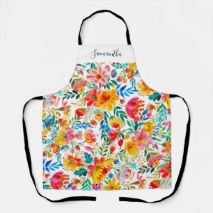 Mexican Fiesta Floral Name All-Over Print Apron