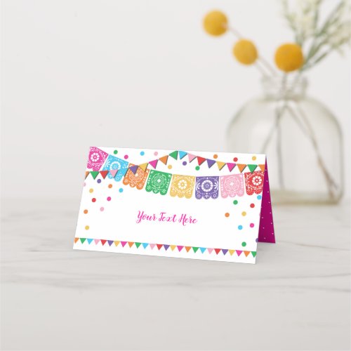 Mexican Fiesta Floral Otomi Confetti Party Decor Place Card