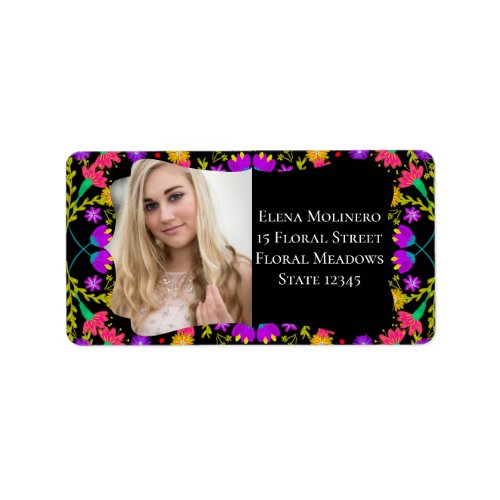 Mexican Fiesta Floral Photo and Address Label