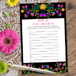 Mexican Fiesta Floral Photo Game Answer Sheet<br><div class="desc">Photo Game Answer sheet with Mexican Fiesta Flower design personalized to suit your event, such as wedding or couples shower. Colorful floral design with folk art style flowers in pink purple red and yellow. Designed for the wedding or bridal shower photo game "where were they" or "where did they go"...</div>