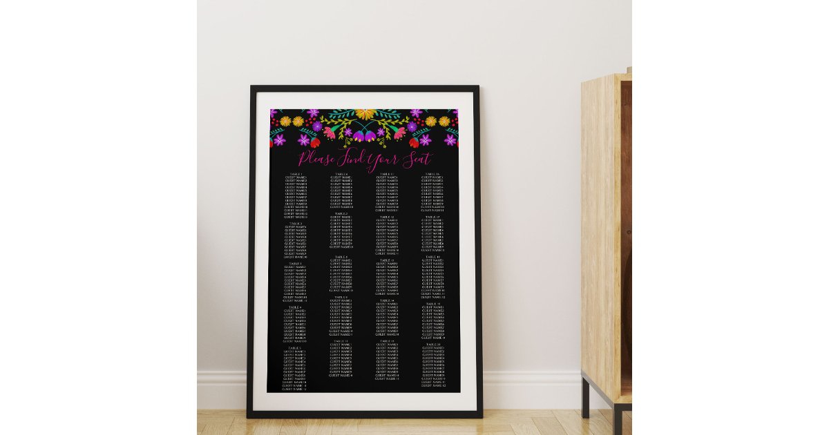 Mexican Fiesta Floral Table Seating Chart Zazzle