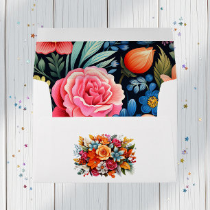 Mexican Fiesta Floral Wedding Envelope