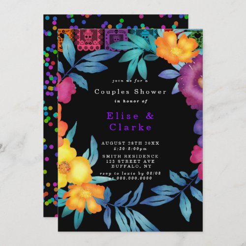 Mexican Fiesta Florals Couple Shower Invitation