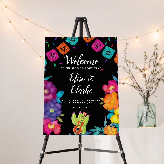 Mexican Fiesta Florals Rehearsal Dinner Welcome Fo Foam Board (In Situ (Stand))