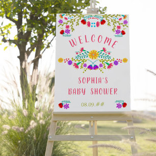 Mexican Fiesta Flower Baby Shower Easel Welcome Foam Board