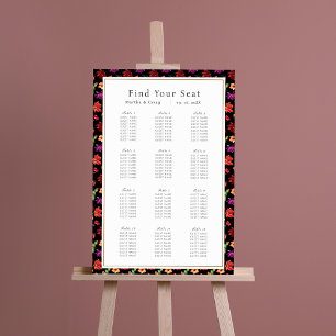 Mexican Fiesta Flower Black Wedding Seating Charts Foam Board
