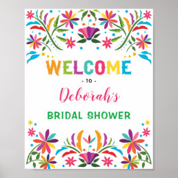 Mexican Fiesta Flower Bridal Shower Welcome Poster
