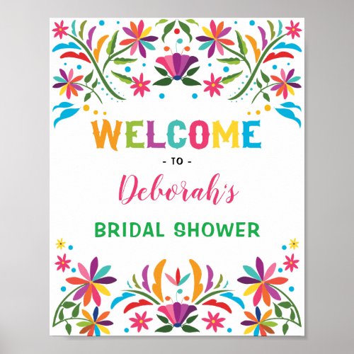 Mexican Fiesta Flower Bridal Shower Welcome Poster