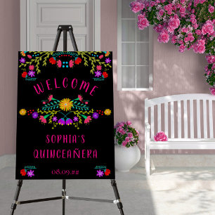 Mexican Fiesta Flower Quinceanera Welcome Easel Foam Board