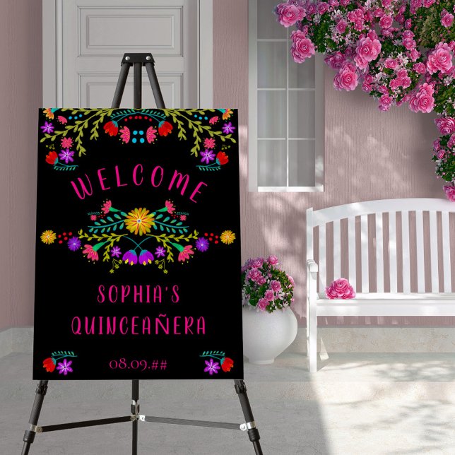 Mexican Fiesta Flower Quinceanera Welcome Easel Foam Board (Creator Uploaded)