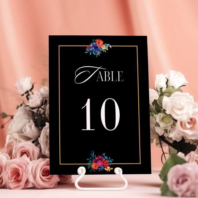 Mexican Fiesta Flower Wedding Black Table Num Table Number (Creator Uploaded)