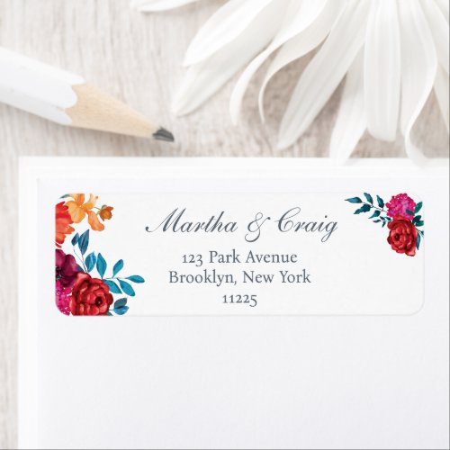 Mexican Fiesta Flower Wedding Return Address Label
