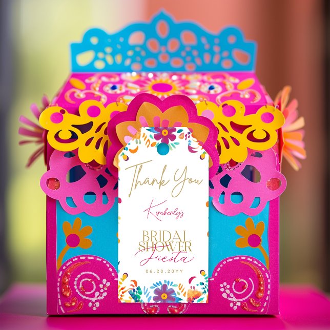Mexican Fiesta Flowers Bridal Shower Favor Tag (Creator Uploaded)