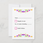 Mexican Fiesta Flowers Colorful Quinceanera RSVP Card (Back)