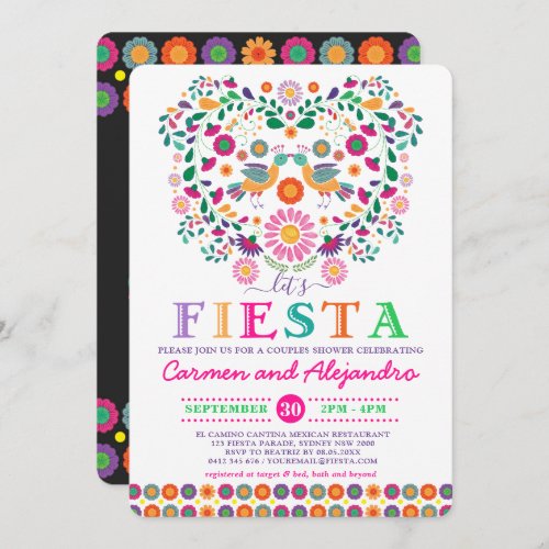 Mexican Fiesta Flowers Couples Shower Engagement Invitation