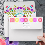 Mexican Fiesta Flowers Papel Picado Return Address Envelope<br><div class="desc">Mexican fiesta themed envelope, complete with return address. Inside of this pretty envelope you will find an explosion of Mexican fiesta flowers in a multitude of colors. The back of the envelope has a border of floral papel picado in pink, soft purple and yellow along with your return address. (The...</div>