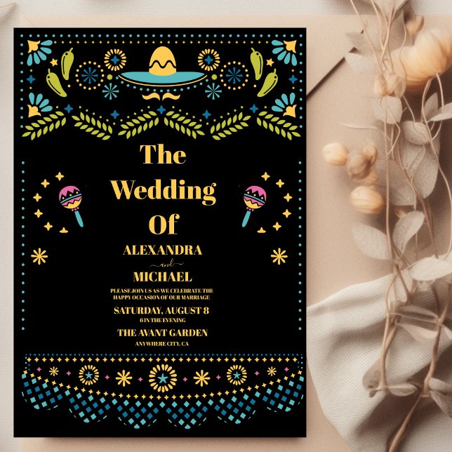 Mexican Fiesta Folkart Floral Wedding Invitation (Creator Uploaded)
