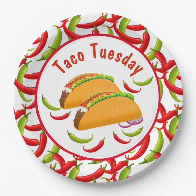 Mexican Fiesta Food Taco Tuesday Food Party  Paper Plates (Front)