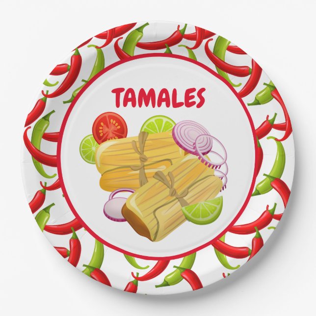 Mexican Fiesta Food Tamale Party Paper Plate (Front)