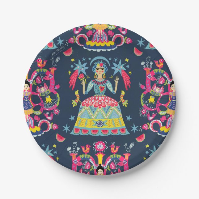 Mexican Fiesta Frida Paper Plates (Front)