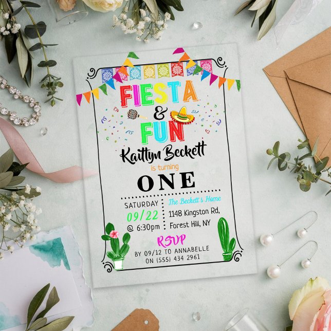 Mexican Fiesta & Fun 1st Birthday Acrylic Invitations (Creator Uploaded)