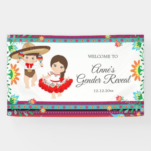 Mexican Fiesta Gender Reveal Baby Shower Banner