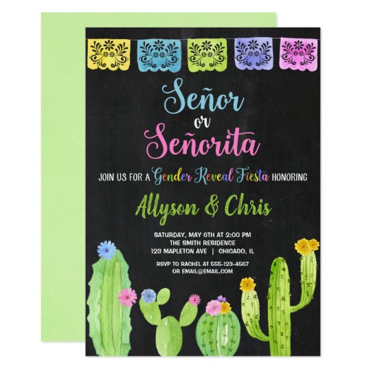Mexican fiesta gender reveal invitation