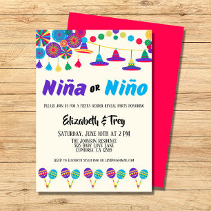 Mexican Fiesta Gender Reveal Niña or Niño Invitation