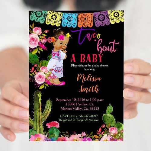 Mexican Fiesta Gold Glitter Baby Shower Invitation